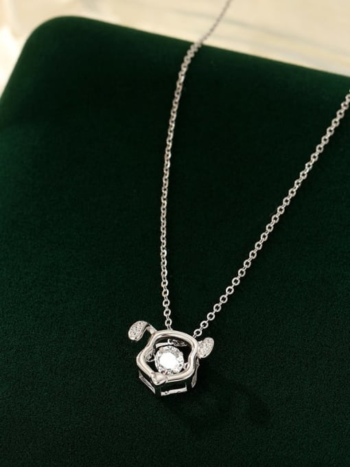 NS1091 [Dog Platinum] 925 Sterling Silver Cubic Zirconia Zodiac Trend Necklace